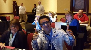 Mohammad Khorasani gives his opinion of the Forum as De Etta Holder looks on.