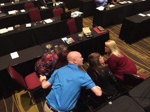 Team West strategizes.